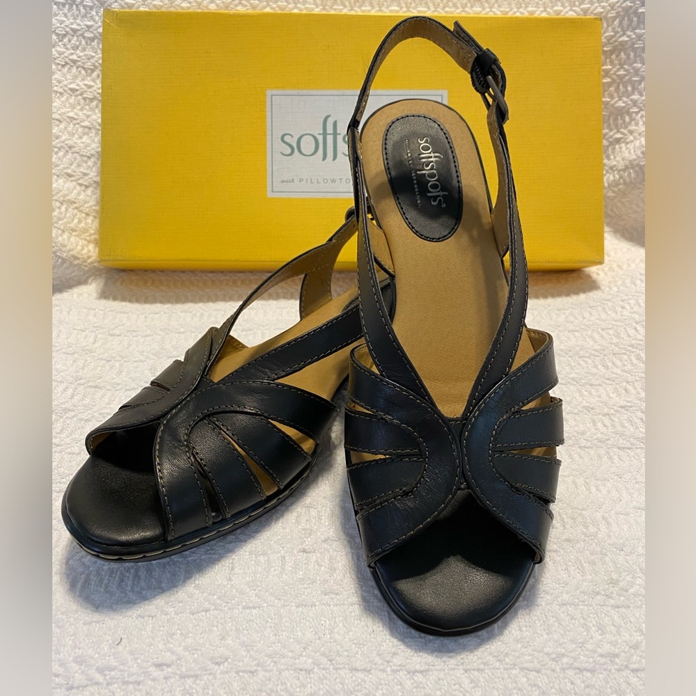 Softspots Black Slingback Comfort Sandals 7.5M